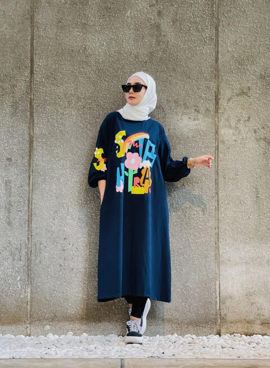 Sabhira Midi Tunik Flowy Navy 